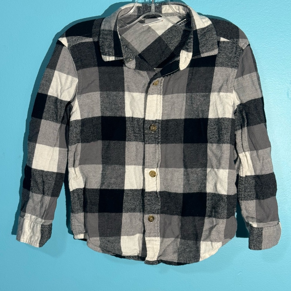 Kids Black and White Plaid Shirt